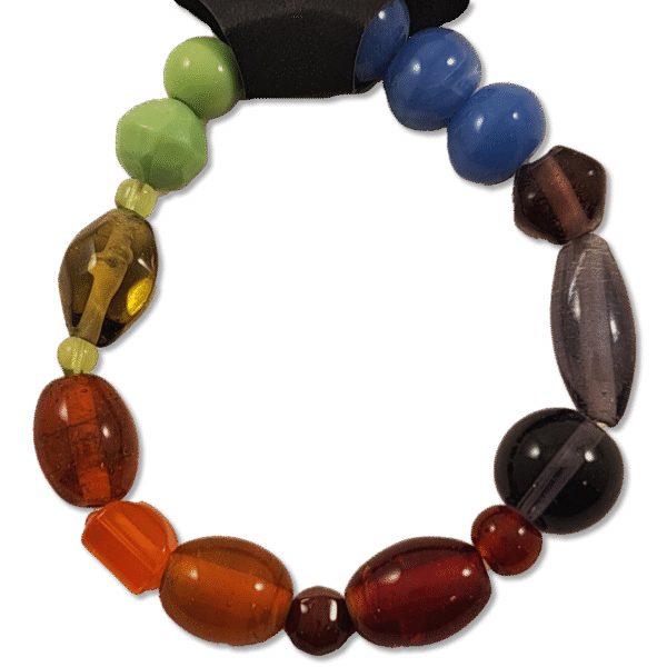 Glass Rainbow Bracelet with multicolored glass beads on stretch cord – Capstone Hemp